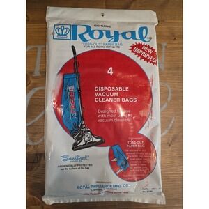 Vintage Royal Vaccum Bags 4 080147 001‎ REV A 7/82 4 Pack New Sealed "Toss Out"